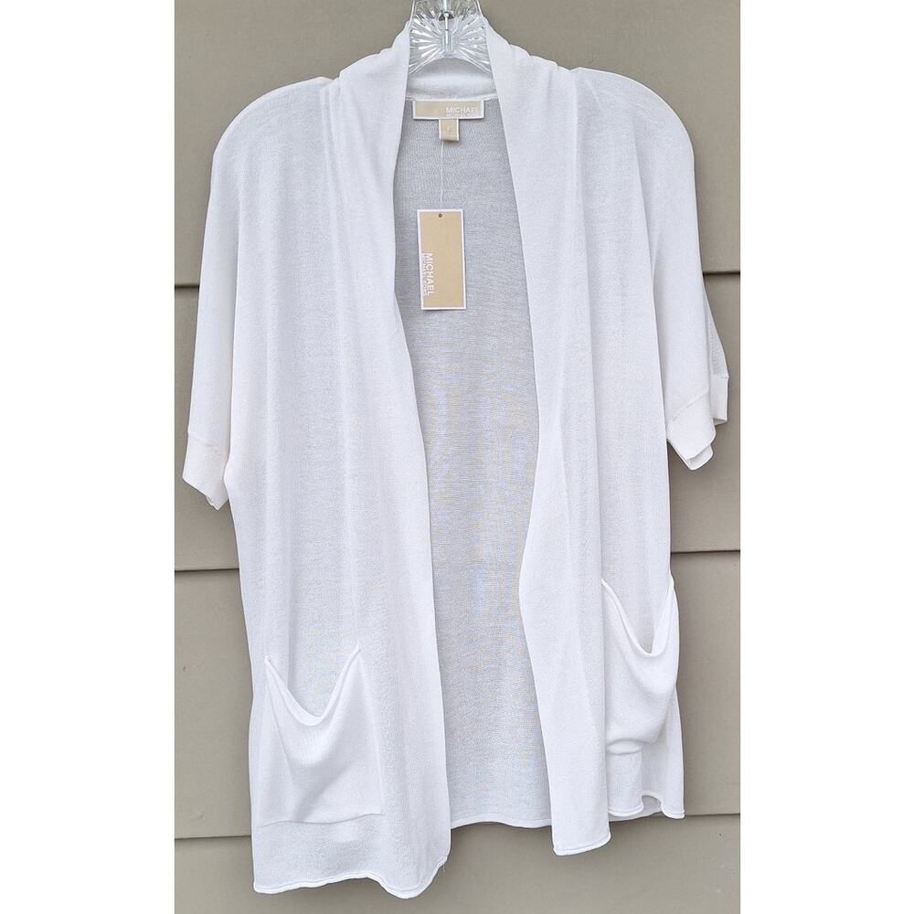 Michael Michael Kors Basic Lightweight Open Short Sleeves Cardigan White S $110
